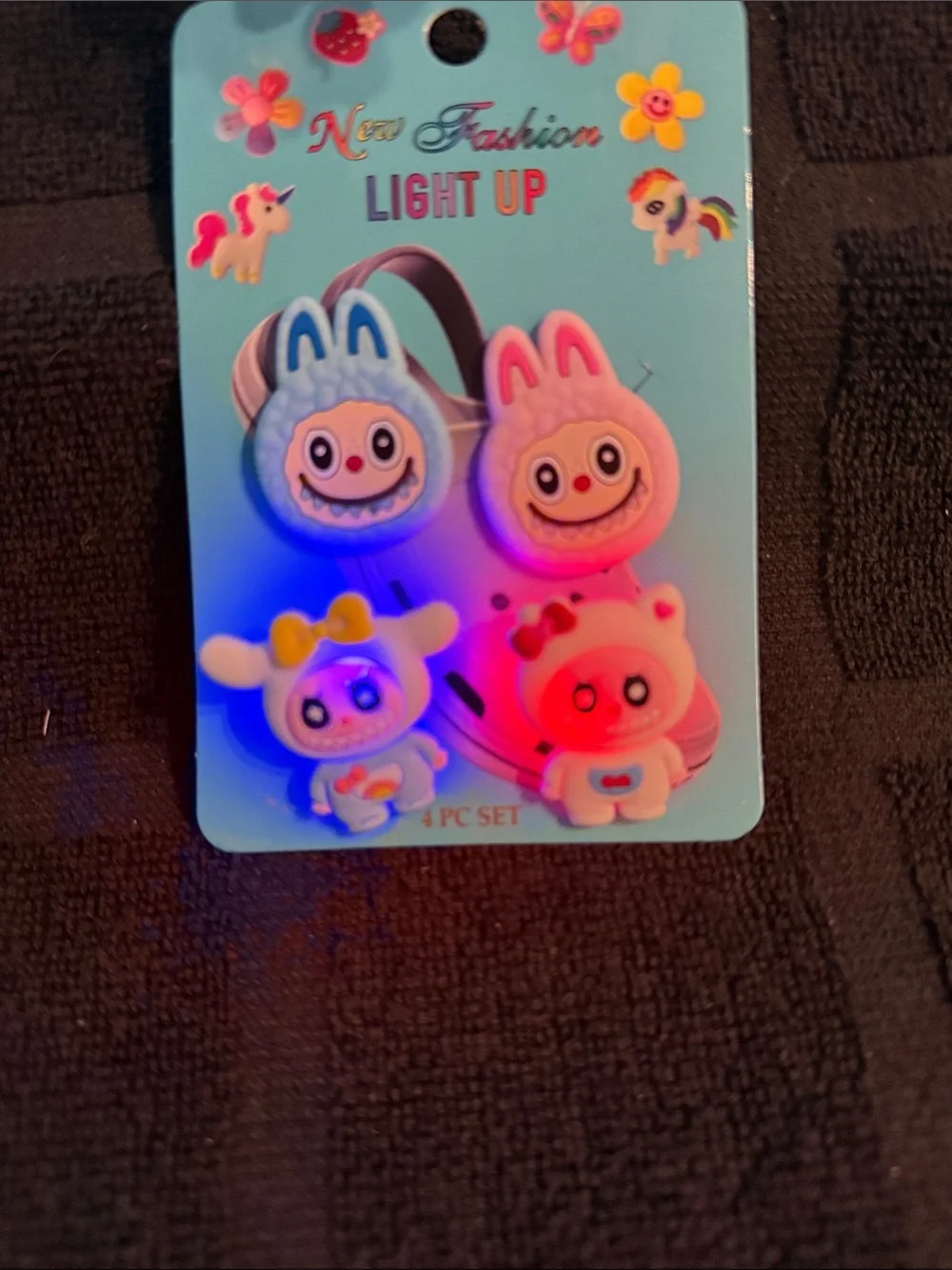 Light Up Kids Hair Clips - Blue & Pink Cute Character Set